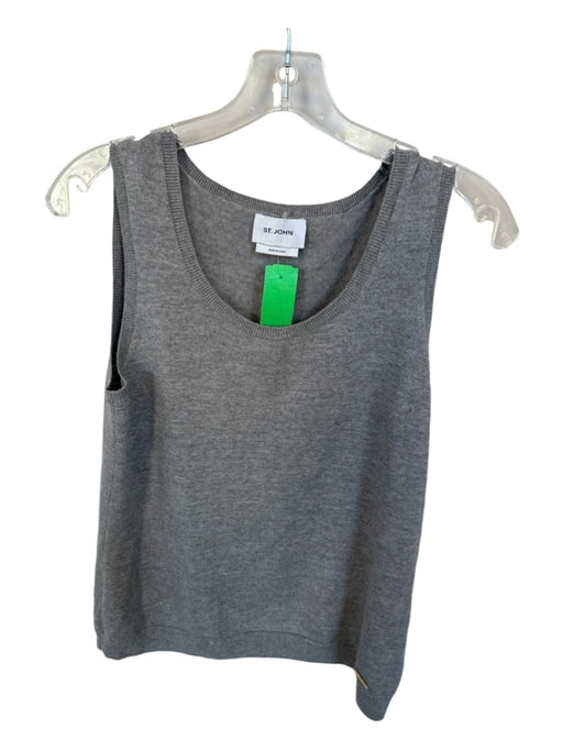 St. John Size Est M Gray Wool Sleeveless Knit Top Gray / Est M