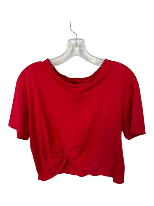 The Kooples Size 2/M Red Cotton Short Sleeve Front Twist Cropped Top Red / 2/M