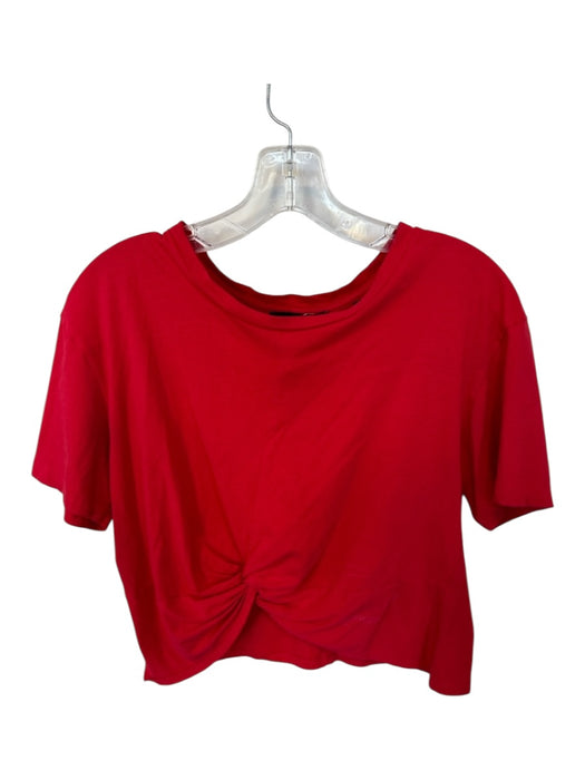 The Kooples Size 2/M Red Cotton Short Sleeve Front Twist Cropped Top Red / 2/M