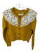 Maeve Size XS Mustard & White Acrylic Blend Lace Bib Buttons Knit Sweater Mustard & White / XS