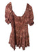 Ulla Johnson Size 16 Rust & Cream Cotton Blend Short Balloon Sleeve Floral Dress Rust & Cream / 16