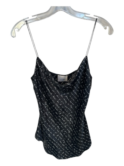 Cinq a Sept Size Est M Black & White Silk Spaghetti Strap Logo Cowl neck Top Black & White / Est M