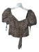 Marissa Webb Size XS Tan & black Cotton Short Balloon Sleeve Animal Print Top Tan & black / XS