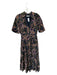 Nicholas Size 10 Navy & Brown Cotton & Silk Short Sleeve Paisley Buttons Dress Navy & Brown / 10