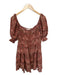 Ulla Johnson Size 4 Maroon & Cream Cotton Blend Short Balloon Sleeve Dress Maroon & Cream / 4