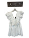 Vici Size M White Cotton Blend Flutter Sleeves V Neck Dress White / M