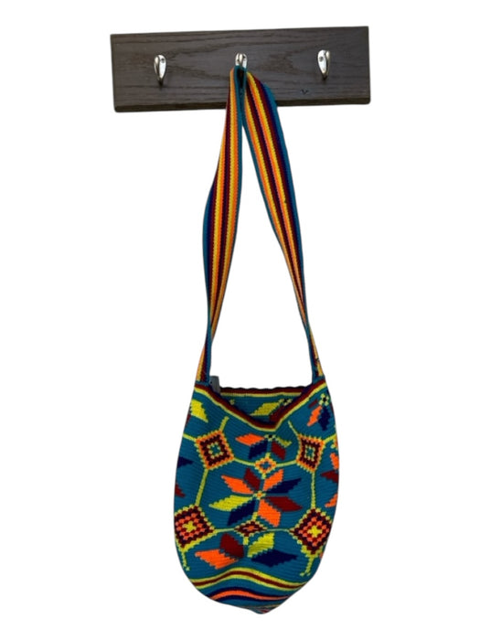 Teal & Orange Canvas Woven Crossbody Aztec Bag Teal & Orange / M