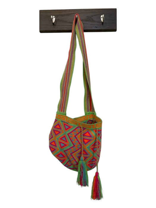 Pink & Green Canvas Woven Crossbody Aztec Bag Pink & Green / M