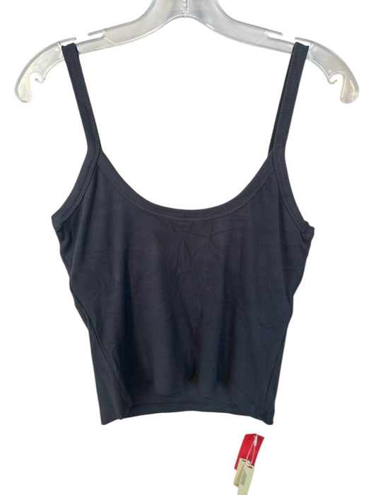 OGL Size L Charcoal Viscose Blend Built in bra Ribbed Sleeveless Athletic Top Charcoal / L