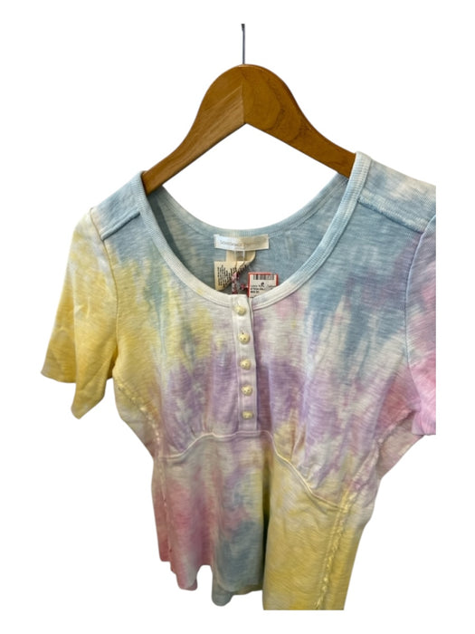 Loveshackfancy Size S Pink & blue Cotton Short Sleeve Tie Dye Buttons Top Pink & blue / S