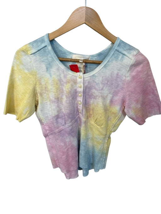 Loveshackfancy Size S Pink & blue Cotton Short Sleeve Tie Dye Buttons Top Pink & blue / S