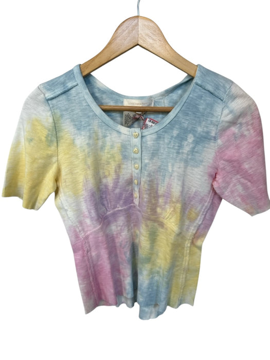 Loveshackfancy Size S Pink & blue Cotton Short Sleeve Tie Dye Buttons Top Pink & blue / S