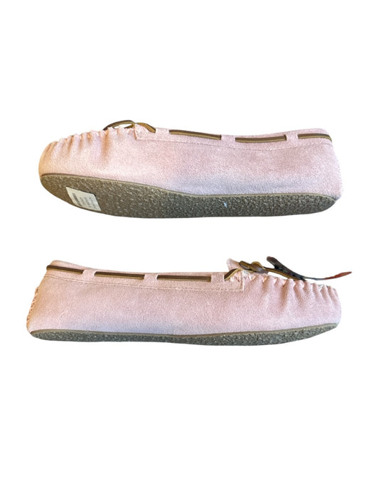 Minnetonka Shoe Size 11 Pink Suede Shearling Lined Bow Slippers Pink / 11