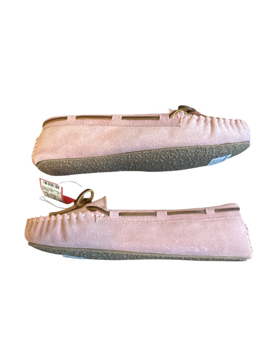 Minnetonka Shoe Size 11 Pink Suede Shearling Lined Bow Slippers Pink / 11