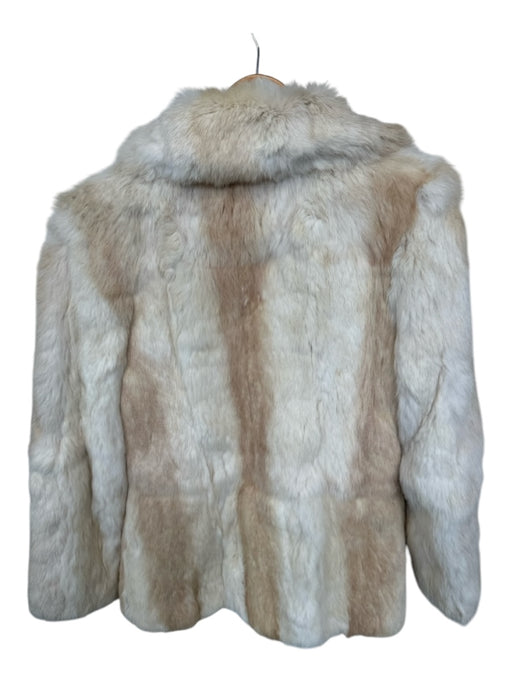 Size S Cream Rabbit Fur Collar Front Pockets Hook & Eye Coat Cream / S