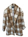 Avec Les Filles Size XS White & Brown Polyester Blend Plaid Buttons Coat White & Brown / XS