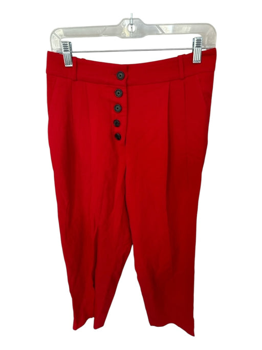 A.L.C. Size 6 Red Viscose Blend High Waist Pleat Pants Red / 6