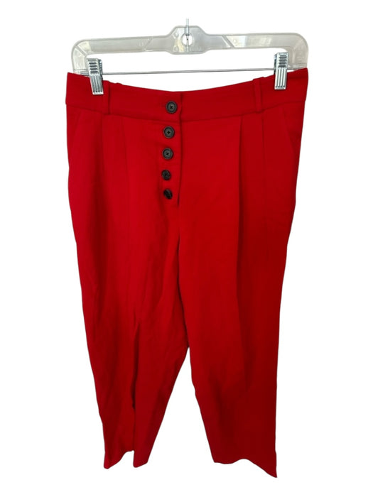 A.L.C. Size 6 Red Viscose Blend High Waist Pleat Pants Red / 6