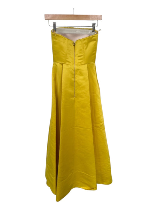 Pinko Size XS Yellow Polyester Strapless Pleated Front Pocket Gown Yellow / XS
