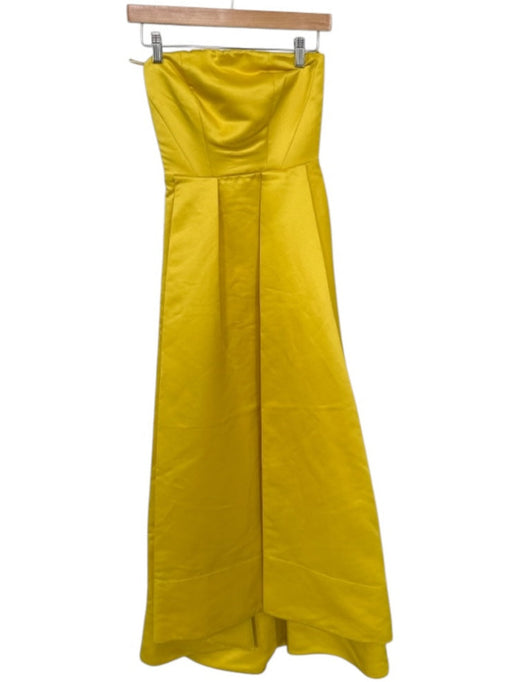 Pinko Size XS Yellow Polyester Strapless Pleated Front Pocket Gown Yellow / XS