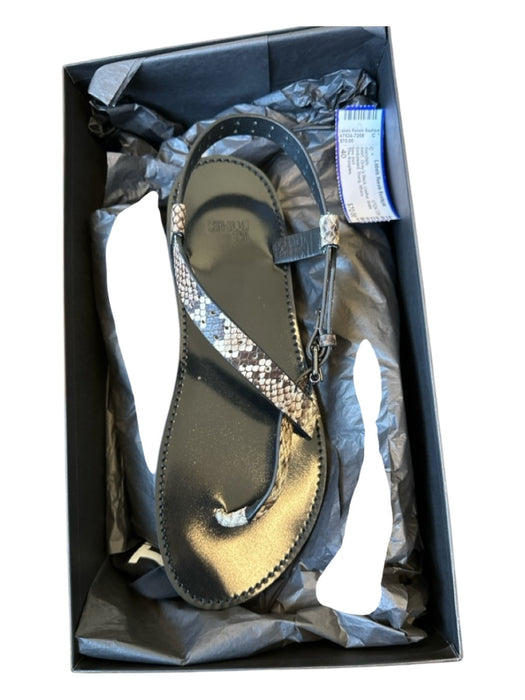 The Kooples Shoe Size 40 Gray & Black Leather Snake Embossed Thong Sandals Gray & Black / 40