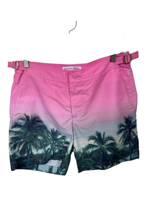 Orlebar Brown Size 30 Pink & Teal Palm Tree Men's Swim Trunks 30