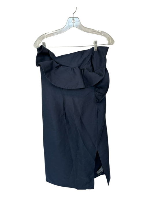 Keepsake Size XL Navy Polyester Strapless Ruffle Front Back Zip Gown Navy / XL