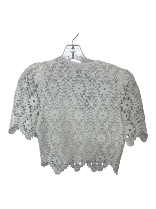 Saylor Size S White Polyester Short Sleeve Lace Overlay High Waist Short Set White / S