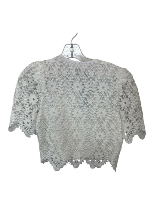 Saylor Size S White Polyester Short Sleeve Lace Overlay High Waist Short Set White / S