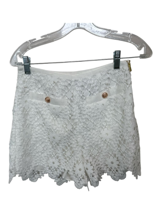 Saylor Size S White Polyester Short Sleeve Lace Overlay High Waist Short Set White / S