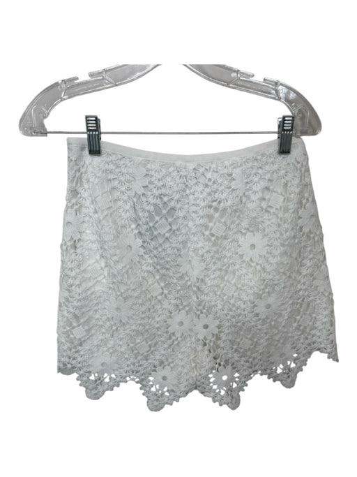 Saylor Size S White Polyester Short Sleeve Lace Overlay High Waist Short Set White / S