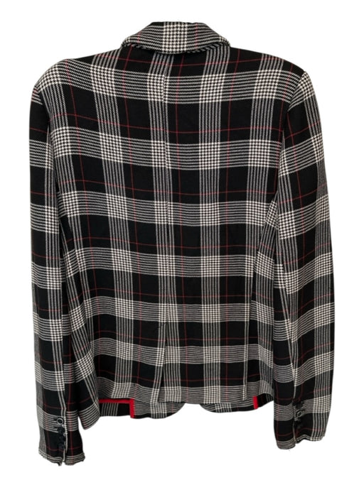 Pinko Size 10 Black & Red Viscose Shoulder Pads Plaid Blazer Black & Red / 10