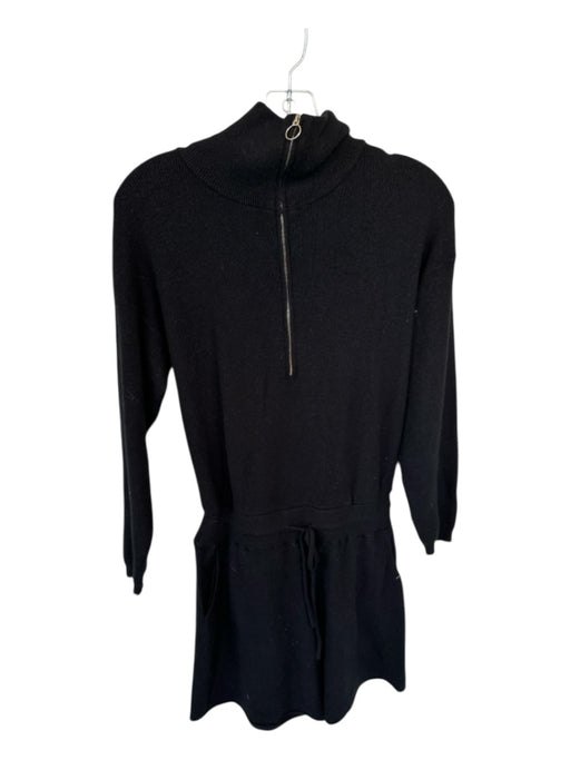 L'Academie Size S Black Long Sleeve Front Zip Drawstring Waist Romper Black / S