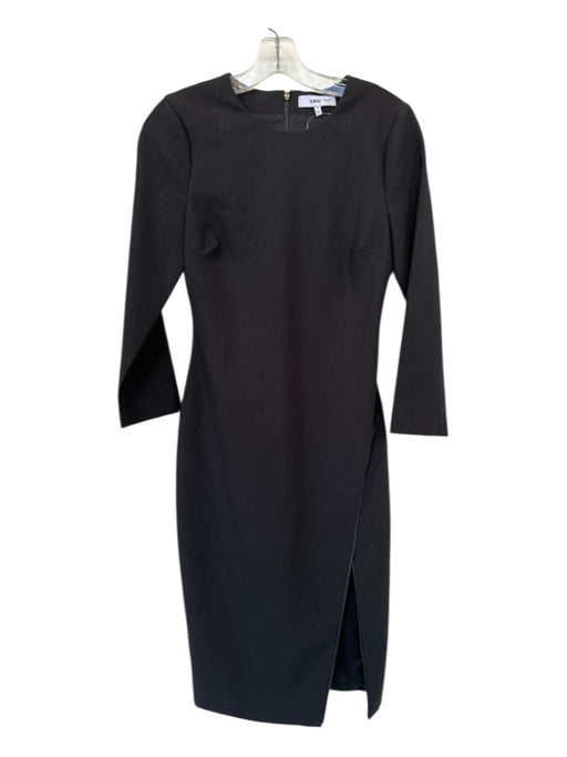 Likely Size 4 Black Polyester Blend Long Sleeve Slit Back Zip Midi Dress Black / 4