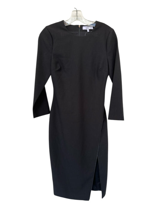 Likely Size 4 Black Polyester Blend Long Sleeve Slit Back Zip Midi Dress Black / 4