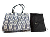 Maje Blue & White Canvas & Leather Ikat Top Handles Tote Bag Blue & White / M