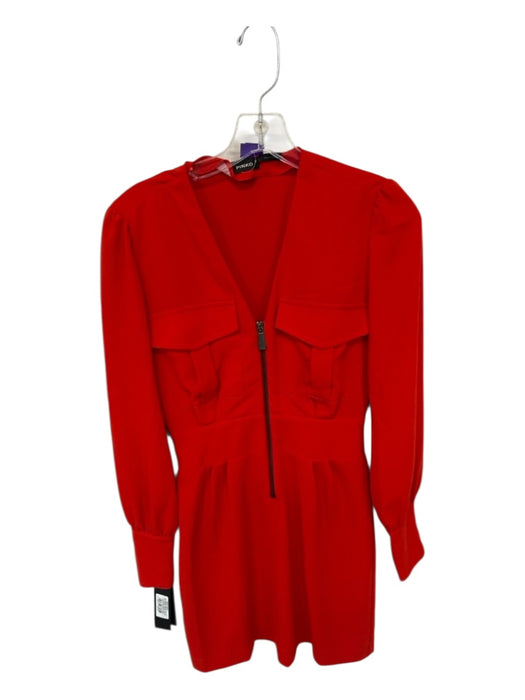 Pinko Size 38 Red Polyester Long Sleeve Front Zip Dress Red / 38