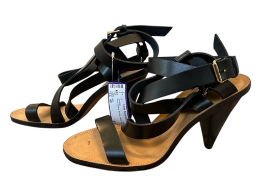 IRO Shoe Size 40 Black Leather Buckle Stiletto Sandals Black / 40