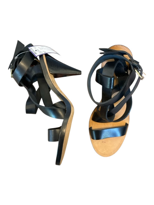 IRO Shoe Size 40 Black Leather Buckle Stiletto Sandals Black / 40