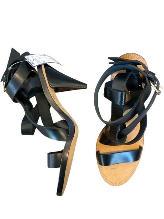IRO Shoe Size 40 Black Leather Buckle Stiletto Sandals Black / 40