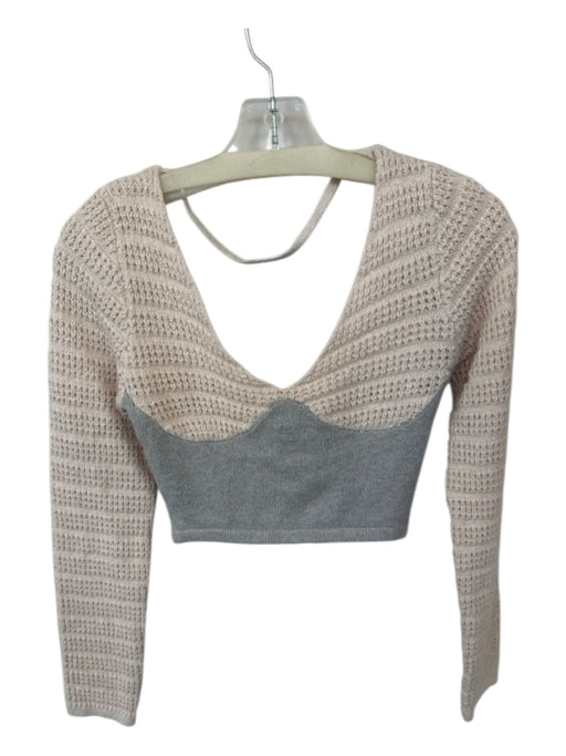 Atoir Size 2 Gray & Blush Cotton Blend Long Sleeve color block Knit Cropped Top Gray & Blush / 2