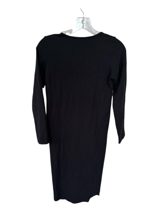Monrow Size XS Black Cotton Blend Long Sleeve Scoop Neck Midi Dress Black / XS