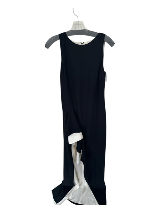 Halston Size 2 Black & White Sleeveless Ruffle Back Zip Gown Black & White / 2
