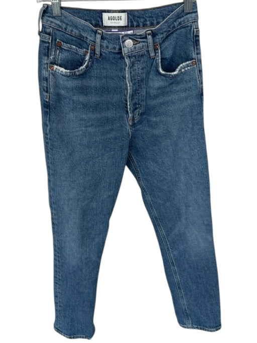 Agolde Size 24 Med Dark Wash Organic Cotton High Waist Button Fly Jeans Med Dark Wash / 24