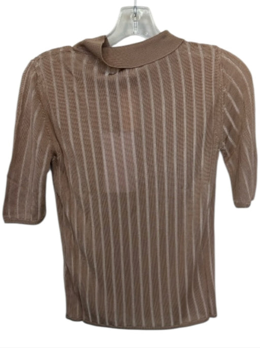Rita Row Size S Taupe Rayon Short Sleeve Knit Ribbed Collar Top Taupe / S