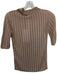 Rita Row Size S Taupe Rayon Short Sleeve Knit Ribbed Collar Top Taupe / S