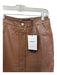 Deadwood Size 38 Brown Leather Front Pockets Snap buttons A Line Midi Skirt Brown / 38