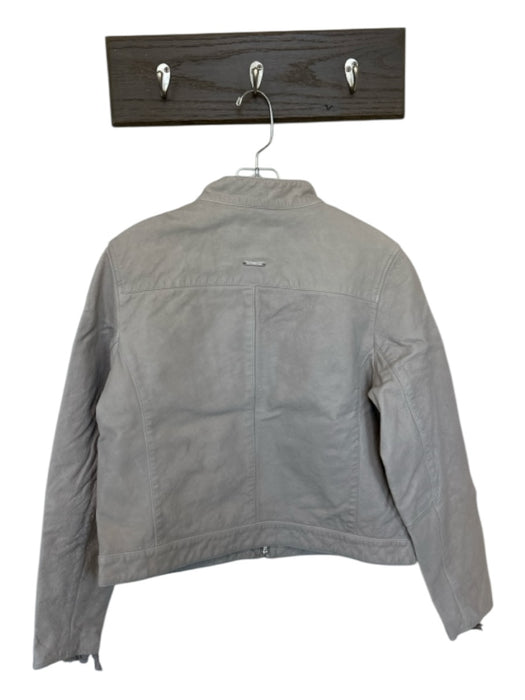 Deadwood Size M Light Gray Leather Long Sleeve Full ZIp SHW Jacket Light Gray / M