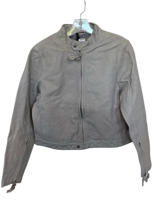 Deadwood Size M Light Gray Leather Long Sleeve Full ZIp SHW Jacket Light Gray / M