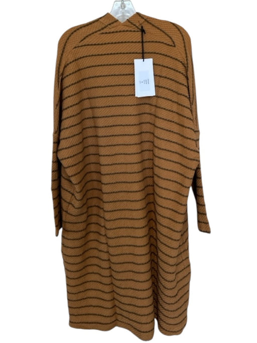 Rita Row Size S Brown & Tan Cotton Blend Long Sleeve Striped Open Front Sweater Brown & Tan / S